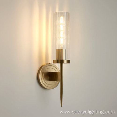 Retro bronzer textured clear glass wall light